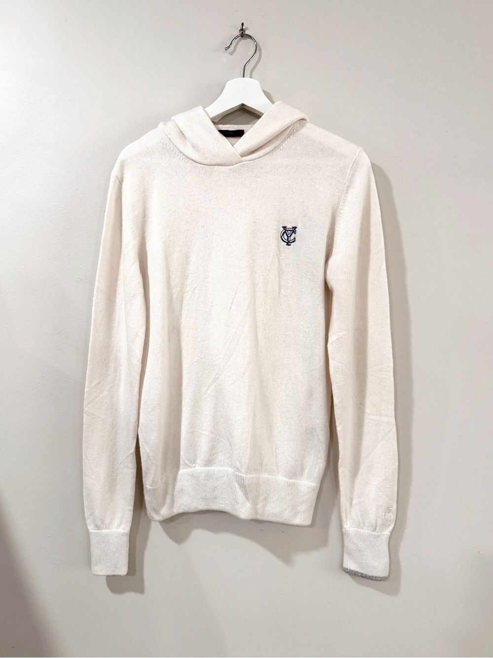 Greyson Women's S Ivory Wool Cashmere Hooded Sweater Quiet Luxury Resort